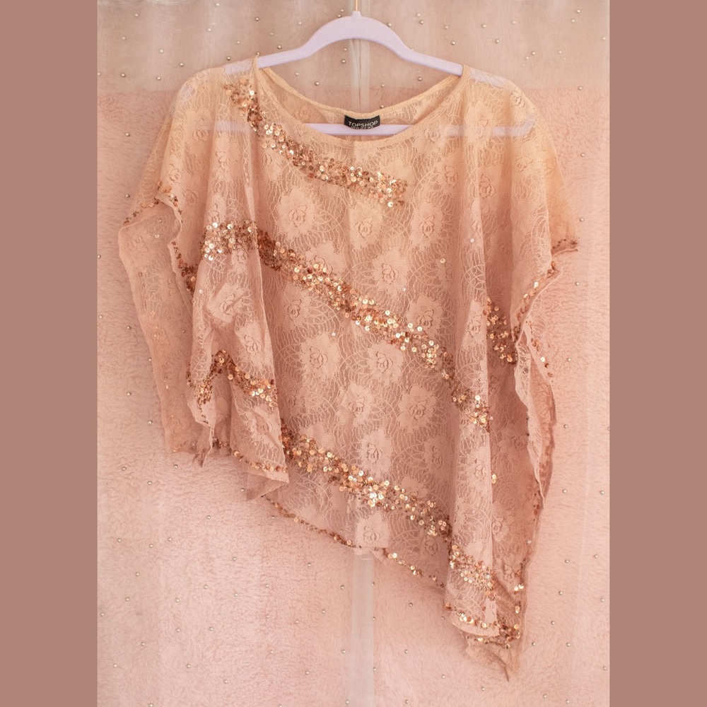 Topshop Asymmetrical Lace Blouse Size 12